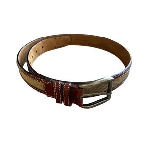 Tommy Bahama Men’s Leather and Canvas Belt